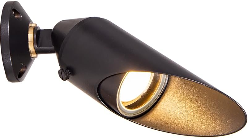 VOLT 12V Cast Brass Outdoor Downlight (Black) with 5W 2700K Warm White MR16 LED Bulb & Surface Mount for Low Voltage Landscape Lighting & Moonlighting of Yard, Lawn, Patio or Driveway