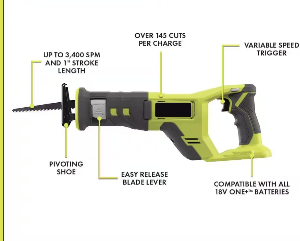 PCL515K1-A233501 Fits for RYOBI 18V Cordless Reciprocating Saw Kit with Battery and Charger w/Multi-Purpose Reciprocating Saw Blade Set (35-Piece)