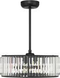 Savoy House 23-FD-245-322 Janus Luxe LED Chandelier Ceiling Fan with Light and Remote, Crystal Drum Fandelier with 6-Light 48 Total Watts, 10' H x 23' W, Matte Black