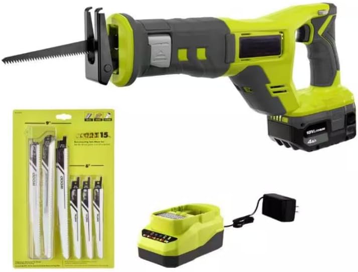 PCL515K1-A231501 Fits for Ryobi 18V Cordless Reciprocating Saw Kit with 4.0 Ah Battery, Charger, and Reciprocating Saw Blade Set (15-Piece)