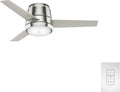 Casablanca 44 inch Indoor Ceiling Fan with LED Light - Low Profile Flush Mount Ceiling Fan for Bedroom, Living Room, or Kitchen, Wall Control, 3 Blades, Includes Bulb - Commodus 59570, Brushed Nickel