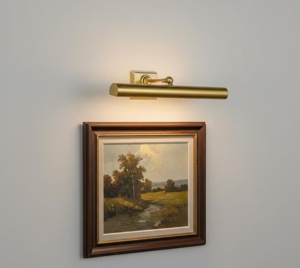 Brass Picture Light Wall Mount for Painting & Artwork – Vintage Adjustable Gallery Light Fixture for Photo Frames, Mirrors & Wall Art, Antique Brass Home Décor Lighting. (Raw Brass, 18 Inches)