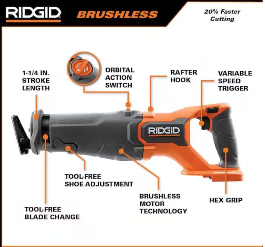 18V BRUSHLESS Cordless RECIPROCATING Saw KIT with 1 4.0 AH Battery and Charger