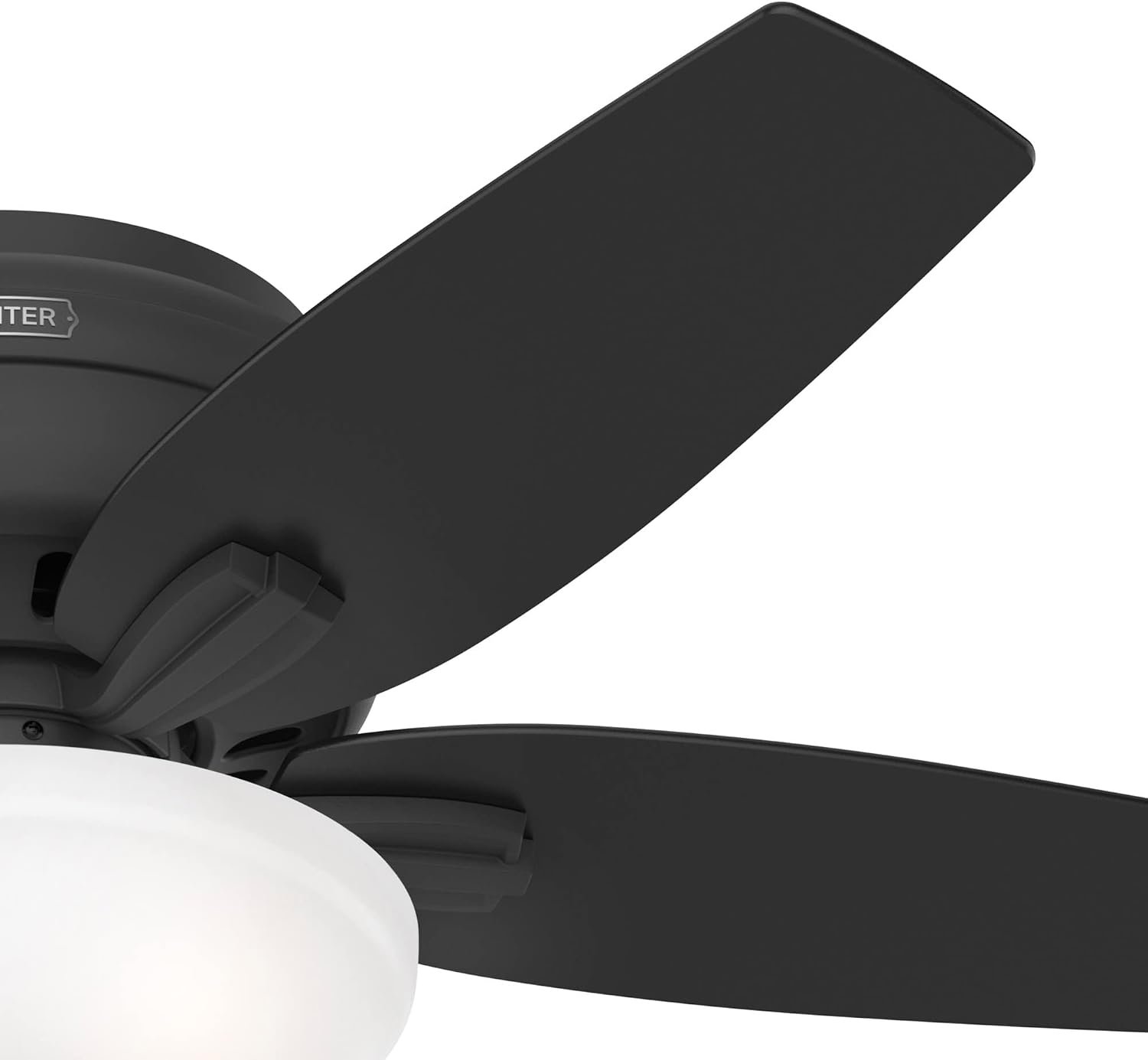 Hunter 42 inch Indoor Ceiling Fan with LED Light - Black Ceiling Fan with Pull Chain, For Bedroom or Living Room, Low Profile Flush Mount, No Remote, 5 Blades - Newsome 52394, Matte Black