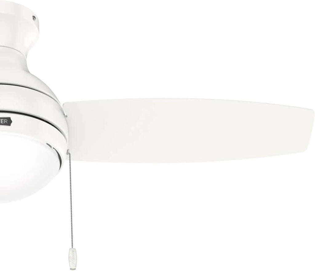 Hunter Fan 44 inch Fresh White Indoor Ceiling Fan with Light and Pull Chain for Bedroom, Living Room, Office, Basement, Kitchen (Renewed), CC5C27C65