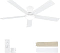 POCHFAN 60 Inch White Ceiling Fans with Lights and Remote, LED Low Profile Flush Mount Ceiling Fan for Bedroom, Living Room, Quiet DC Motor, Dimmable 6 Speeds