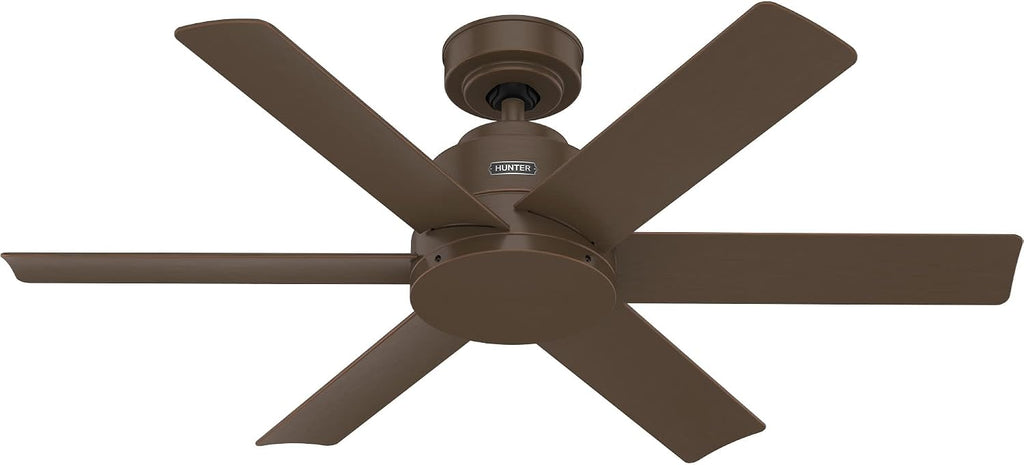 Hunter 44' Kennicott Indoor/Outdoor Ceiling Fan, Wall Control, Matte Bronze | SureSpeed high velocity airflow and no-light design suit covered patios, porches, offices, or small rooms with easy setup.