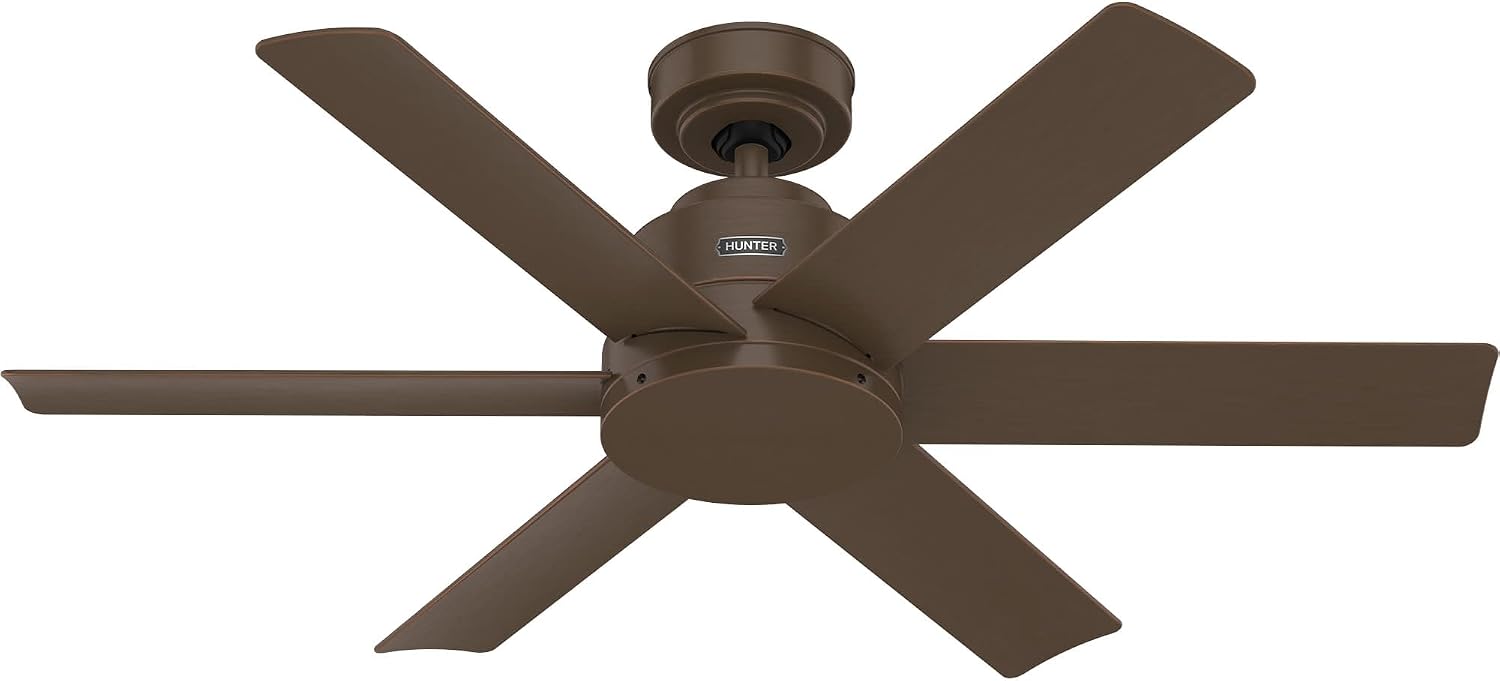 Hunter 44' Kennicott Indoor/Outdoor Ceiling Fan, Wall Control, Matte Bronze | SureSpeed high velocity airflow and no-light design suit covered patios, porches, offices, or small rooms with easy setup.
