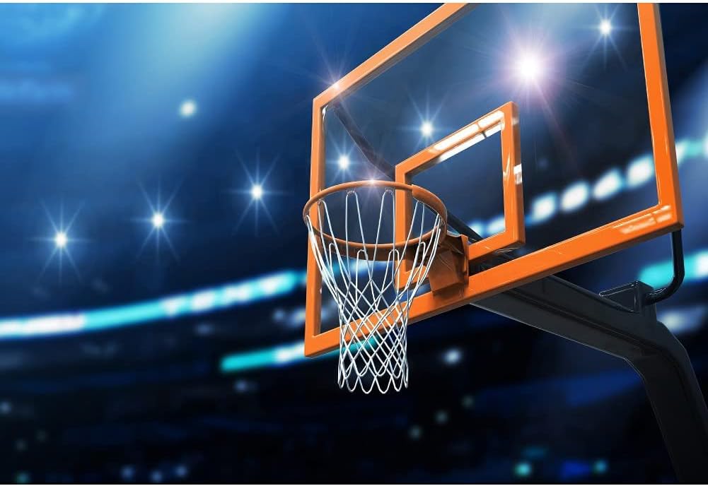 20x10ft Stadium Basketball Hoop Photography Backdrop Indoor Sport Spotlights Goal Shoot at The Basket Background Match Game Party Boy Man Stadium Club Student Portrait Photo Vinyl Wallpaper