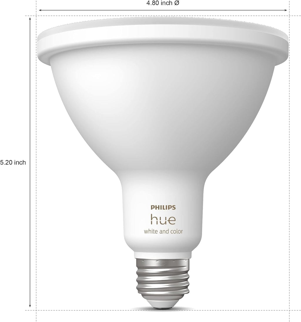 Philips Hue Smart 100W PAR38 LED Bulb, White & Color Ambiance Color-Changing Light, 1300LM, E26, Control with Hue App, Compatible with Alexa, Google Assistant and Apple Homekit (Pack of 4)