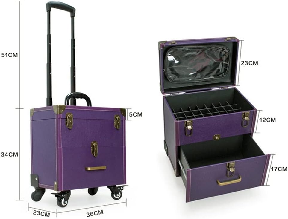 Ladies Multi-layer Large-capacity Cosmetic Case Manicure Tattoo Rolling Multi-function Trolley Suitcase(D)