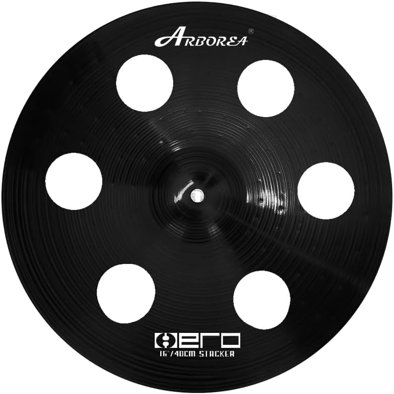 Arborea Cymbal Pack for Drum 7 pcs Black Hero Series Include 14'Hihats 16'Crash 20'Ride Bonus 10' Splash 16'Ozone Stacker 18' China Cymbal Free Cymbal Bag