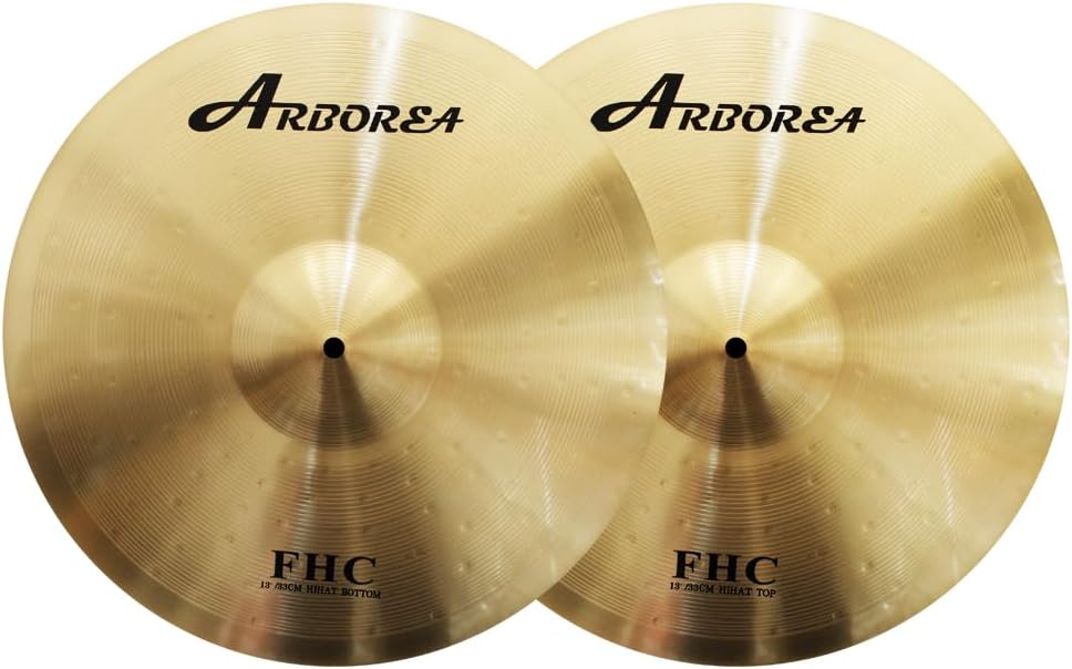 Arborea Brass Cymbal Set 10' Splash 13' Hi-Hats 14' Crash 4 Pcs FHC Series Professional Drum Percussion Durable Bright Sound
