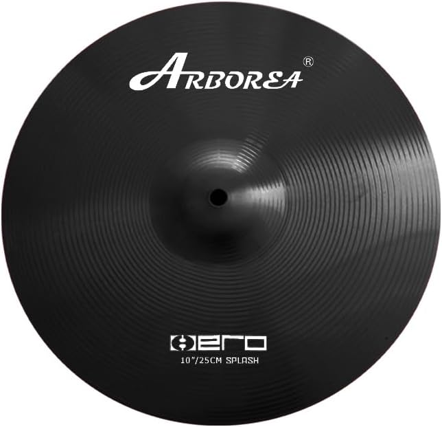 Arborea Cymbal Pack for Drum 7 pcs Black Hero Series Include 14'Hihats 16'Crash 20'Ride Bonus 10' Splash 16'Ozone Stacker 18' China Cymbal Free Cymbal Bag