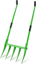 5 Tines All Steel Broadfork, 56' Broad Fork Garden Tool Heavy-Duty Digging Pitchfork, Non-Slip Grips & Detachable Design for Gardening, Farm Cultivation, and Soil Loosenin