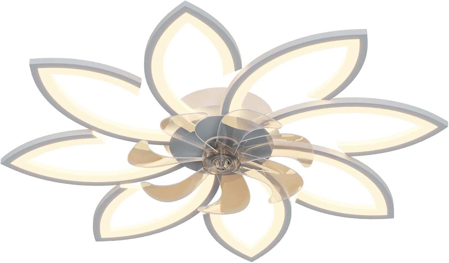 35''Ceiling Fans with Lights,Bladeless Ceiling Fan with Lights and Remote, Flush Mount Ceiling Fan with Dimmable LED Light,Modern Low Profile Ceiling Fan 6 Speed Wind Timing for Bedroom 90W (White)