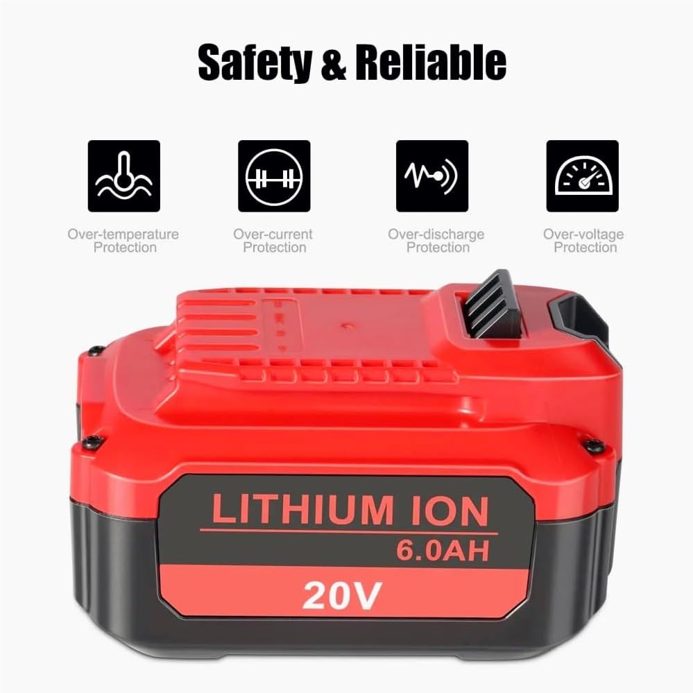 V20 Replacement Lithium-Ion Battery Compatible With Craftsman CMCB202 CMCB204 CMCB206 CMCB209 Cordless Power Impact Drill Reciprocating Saw Tool Packs(6Ah 3pcs)