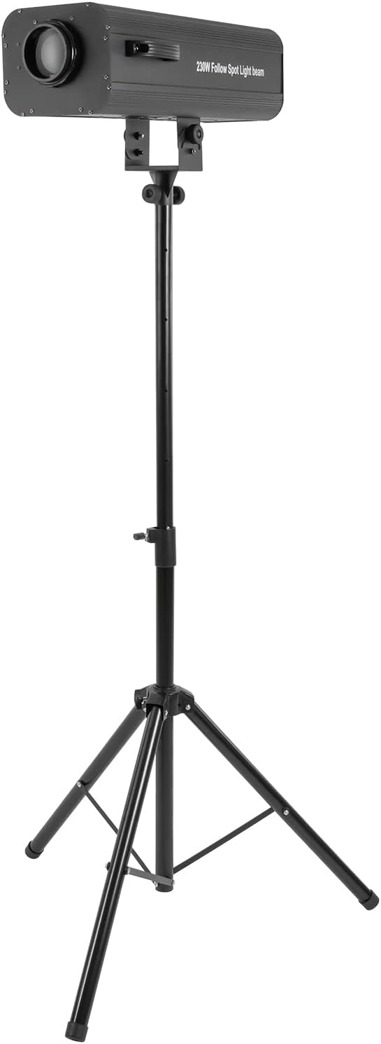 230W Follow Stage Spotlight with Stand Multi Color Adjustable Aperture Manual Control Stage Spotlight Follow Focus Light Follow Spot Stage Spotlight Follow Spotlight for Stage Performance