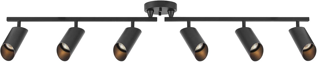Globe Electric Foldable 6-Light Track Ceiling Light, Matte Black, Pivot Shades, GU10 Sockets