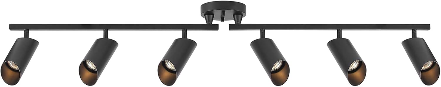 Globe Electric Foldable 6-Light Track Ceiling Light, Matte Black, Pivot Shades, GU10 Sockets