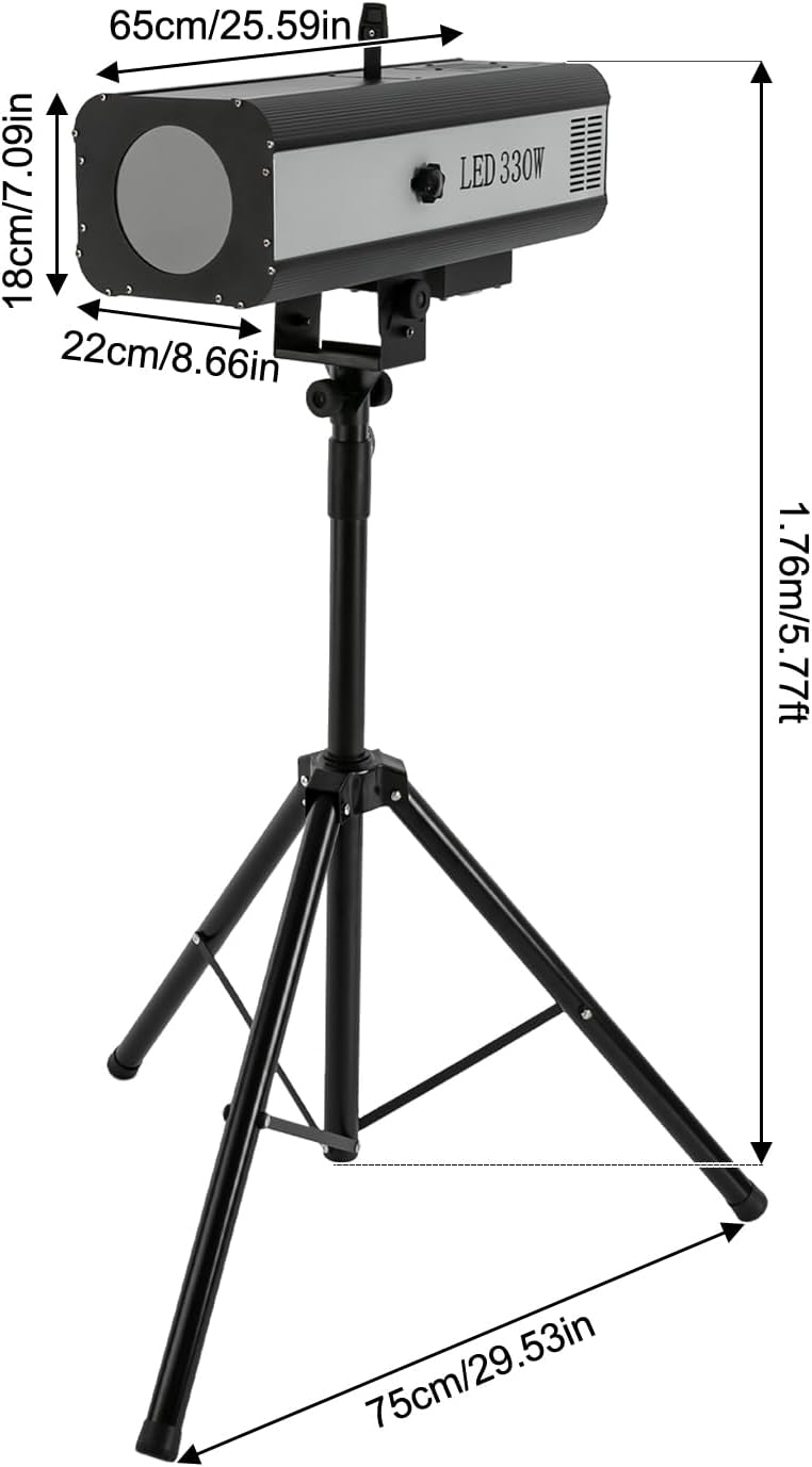 CNCEST 330W LED Stage Spotlight LED Follow Spotlight with Stand for Party Disco Wedding,Adjustable Aperture,3.94-5.1FT Height (330, Watts)