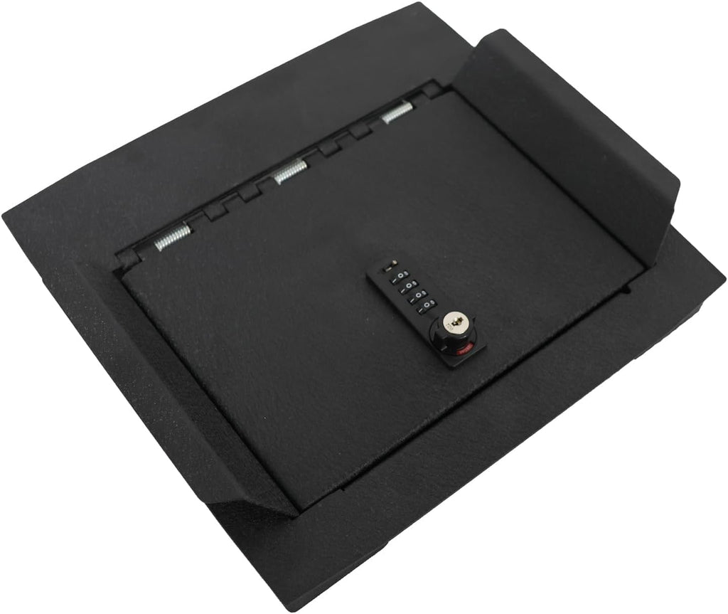 KEREN Center Console Gun Safe - Console Gun Vault Compatible with Ford F250 Super Duty 2023-2026, High Security Armrest Lock Box with 4 Digit Combination Lock with Key