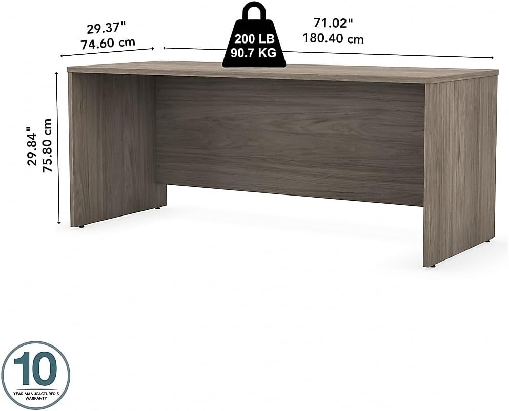 Bush Business Furniture Studio C 72W Computer Desk with Wire Management and Modesty Panel in Modern Hickory, Professional Table for Home Office and Corporate Office