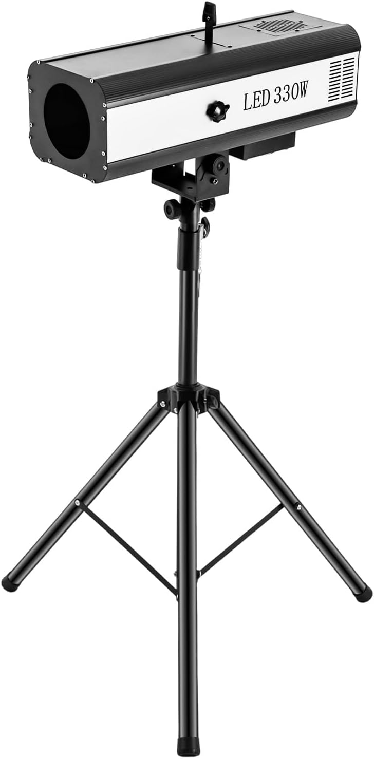 330W Professional LED Follow Spotlight Kit with Tripod Stand | Adjustable Aperture & 6 Colors | 3200K-6000K Color Temperature for Stage, DJ, Wedding, and Party Lighting