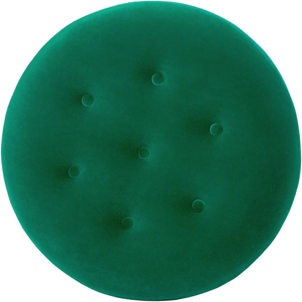 Jennifer Taylor Home Yolanda 24' Round Upholstered Accent Ottoman, Ultramarine Green