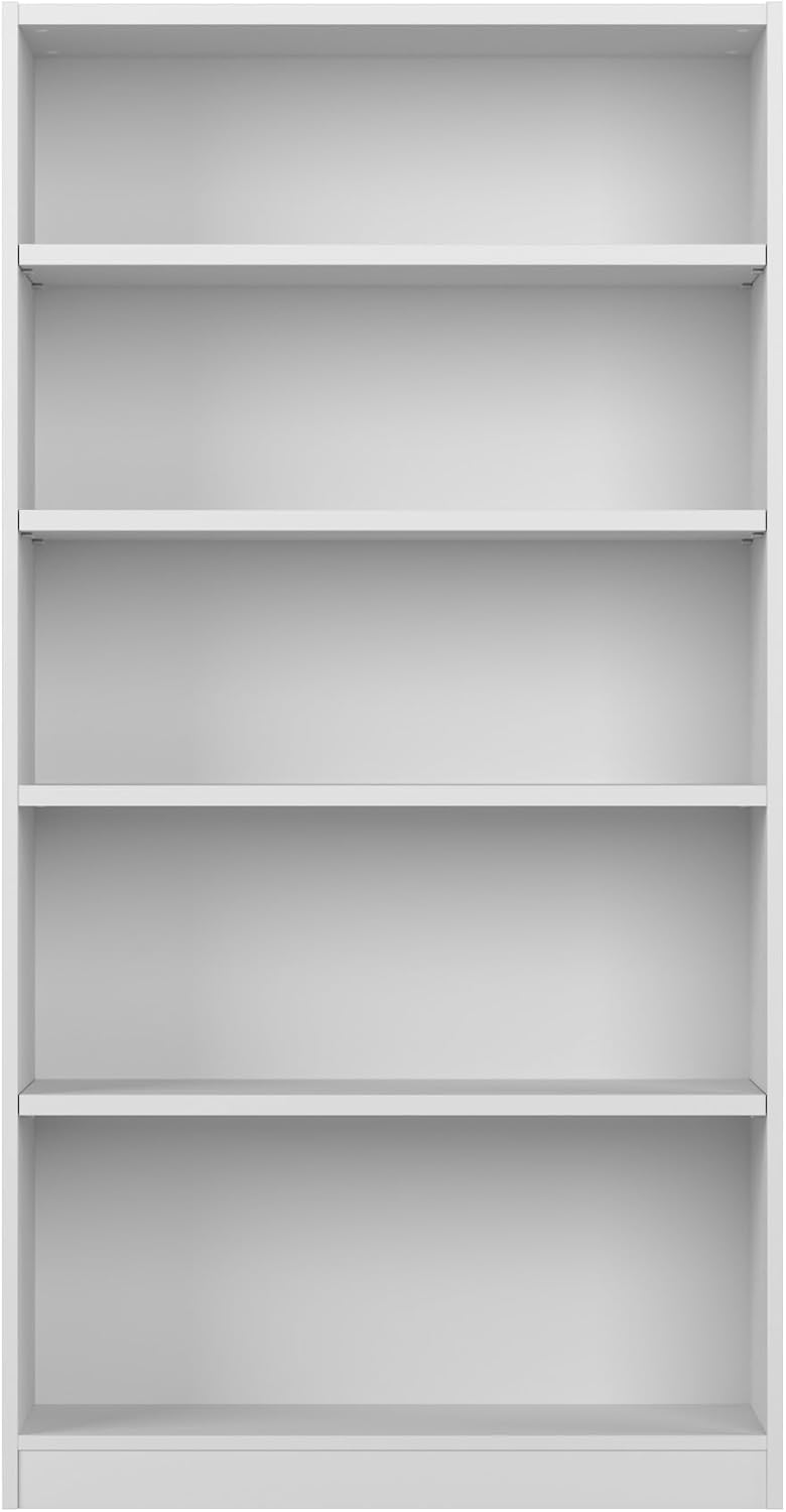 Bush Home Tall 5 Shelf Bookcase, 5 Tier Bookshelf Storage Cabinet with Adjustable Shelves for Living Room, Bedroom or Home Office, Universal Collection, White