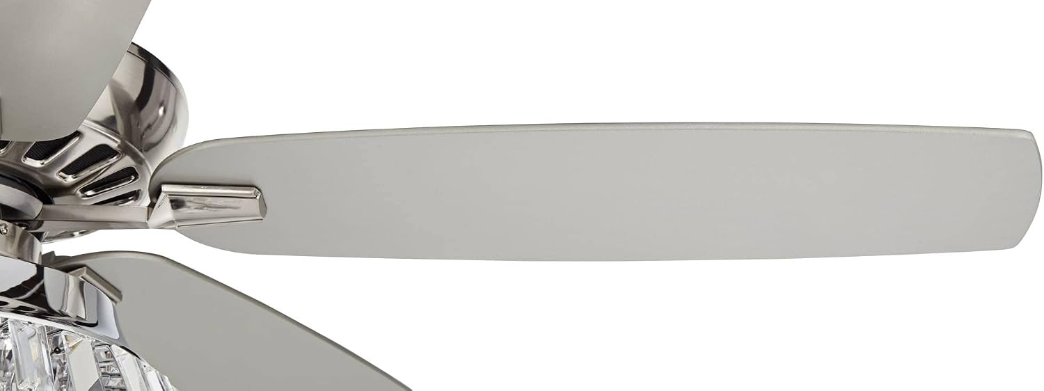 Casa Vieja 52' Journey Modern Indoor Ceiling Fan with LED Light Dimmable Remote Control Brushed Nickel Balde Clear Crystal Ball Strand for House Bedroom Living Room Home Kitchen Dining