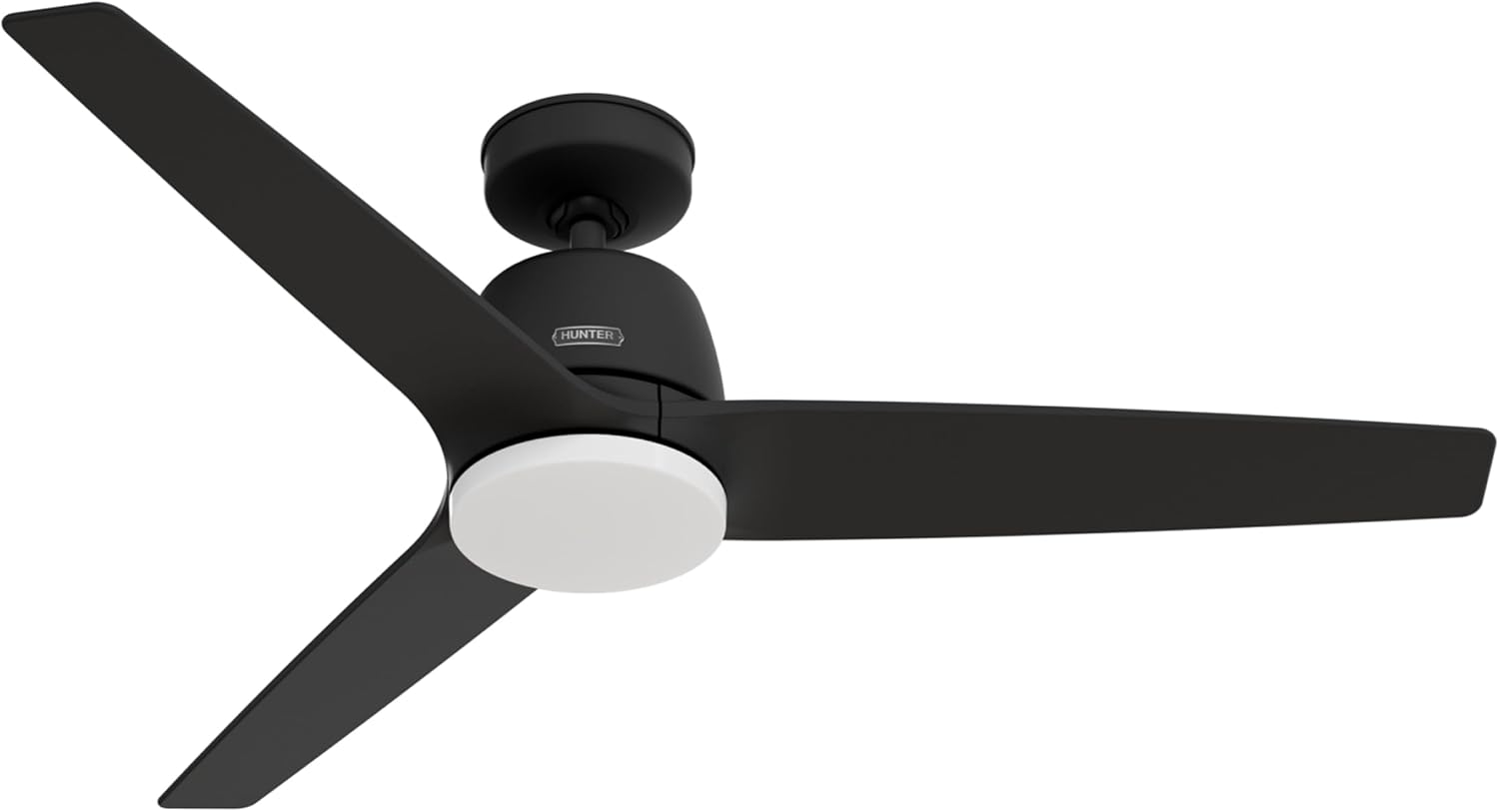Hunter - Malden Indoor Ceiling Fan With Light, Remote, 52-inch, Casual-style, 3-speed WhisperWind Motor for living rooms, bedrooms, home offices, kitchens (Matte Black)