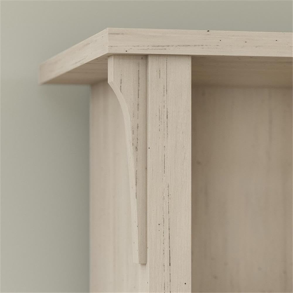 Bush Home Salinas Tall 5 Shelf Bookcase - Set of 2 in Antique White, Vertical Office Storage, Bookshelves for Home Workspace, Multi-Purpose Shelving Units