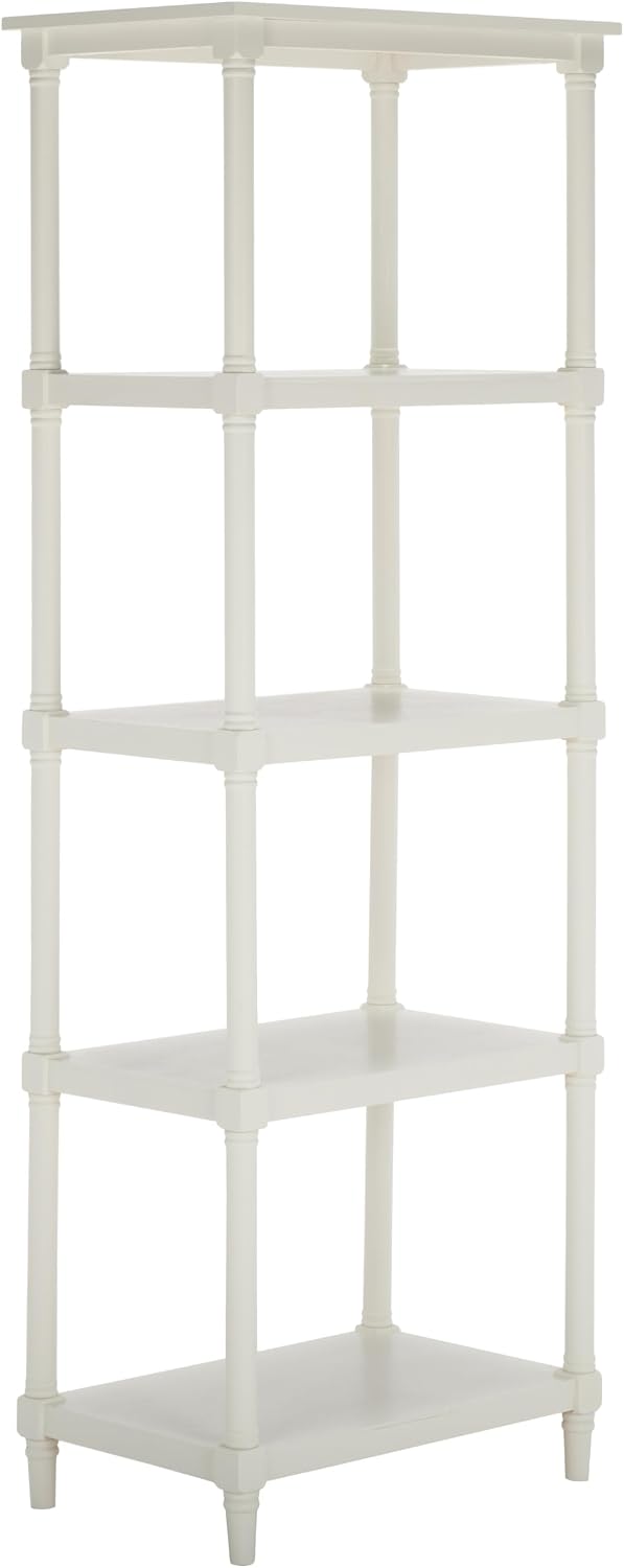 SAFAVIEH Home Collection – Odessa White 5-Tier Bookcase, Modern Storage Shelf Unit for Living Room, Bedroom, or Home Office (AMH5721C)