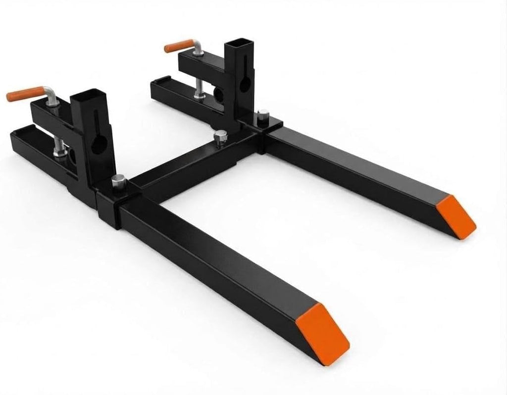 60 in Clamp on Pallet Forks for Tractor Bucket, 2000 LB Capacity, Quick Attach Universal Skid Steer Forks with Adjustable Stabilizer Bar, Heavy Duty for Farm Warehouse