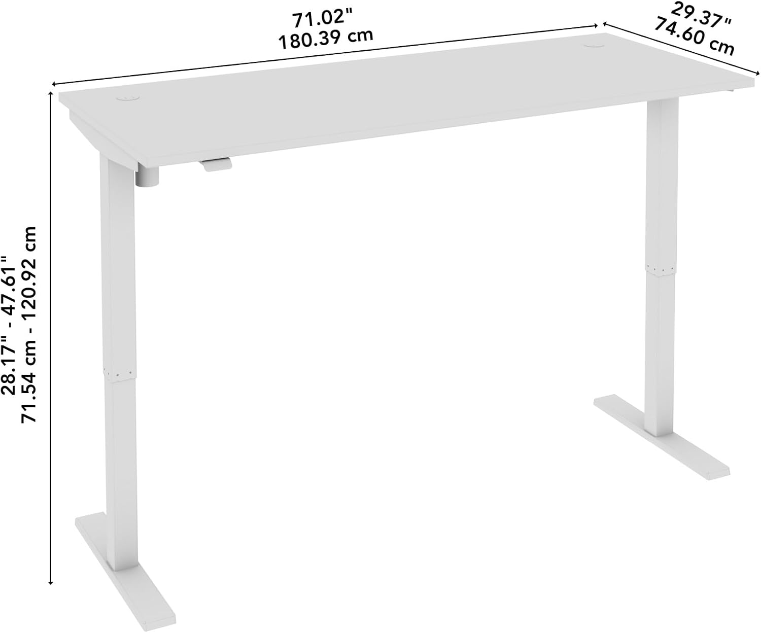 Bush Business Furniture 72-inch Electric Height Adjustable Standing Desk, Ergonomic Sit-Stand Computer Table for Home and Professional Office, Move 40 Series, Black Walnut with White Base