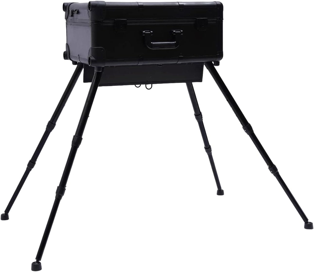 3-Tiers Rolling Makeup Train Case, Professional Makeup Train Case With Wheels Trolley Salon Barber Cosmetic Train Trolley w/LED LIght & Keys & Mirror for Make Up Hairstylists Nail Tech (Black)