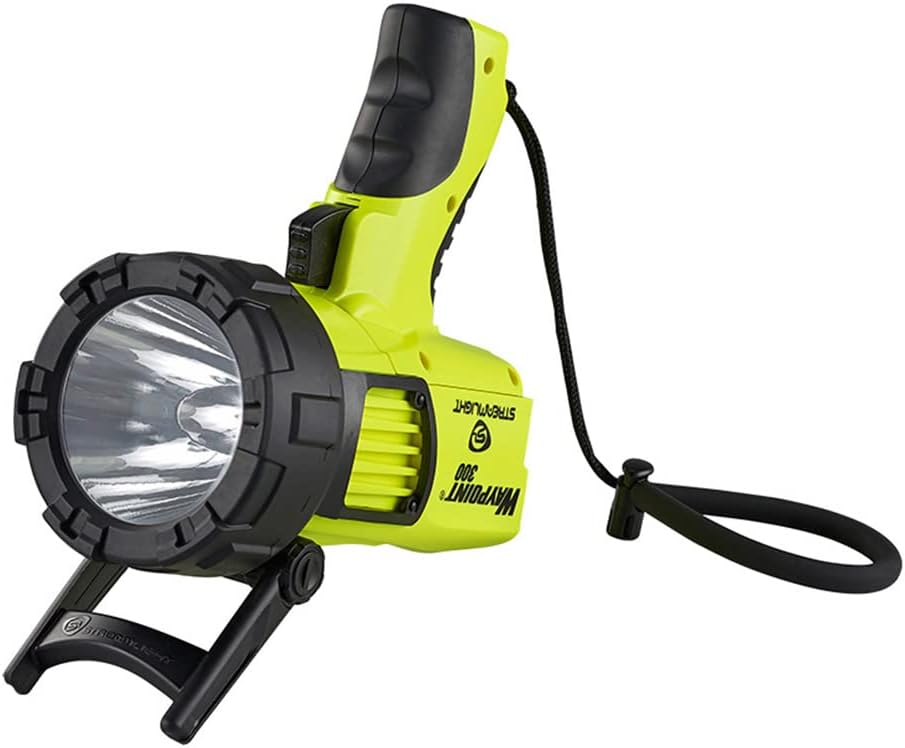 STREAMLIGHT Lightweight Rechargeable Long-Range 1000 Lumens Waypoint 300 Yellow Spotlight w/120V AC Charger with Waypoint Rechargeable/Super Siege 12V DC Cord