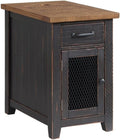 Martin Svensson Home Chairside Table - Antique Black and Honey - Rustic Style - with One Drawer and Cabinet for Storage