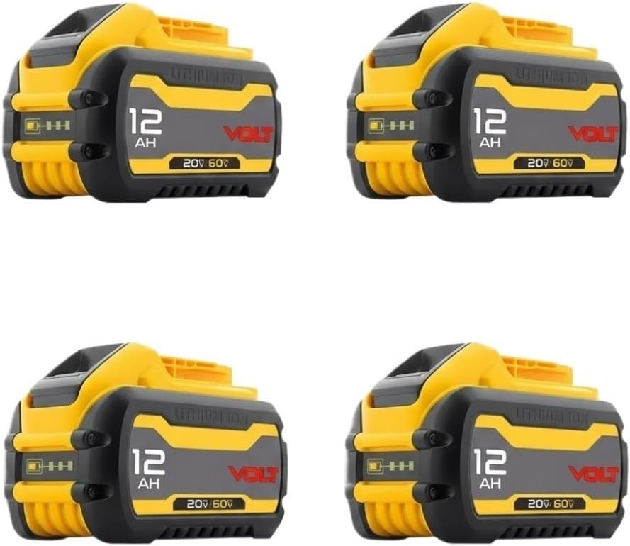 20V/60V DCB609 12.0Ah Replacement Lithium-Ion Battery Compatible with Dewalt DCB606 DCB612 Cordless Cutting Machine Reciprocating Saw Power Tool(4Pcs)