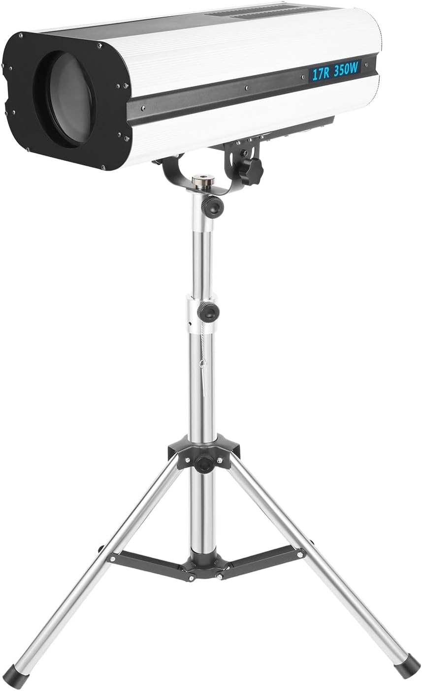 350W Stage Spotlight, Manual Control Follow Spot Light with Tripod Adjustable Aperture DJ WashLight LED Stage Spotlight for Party Disco Wedding Birthdays Christmas Party Show