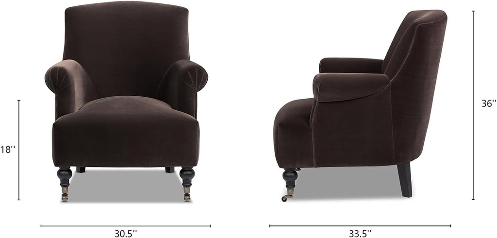 Jennifer Taylor Home Eloise 30' Pleated Sock Arm Accent Armchair, Deep Brown Performance Velvet
