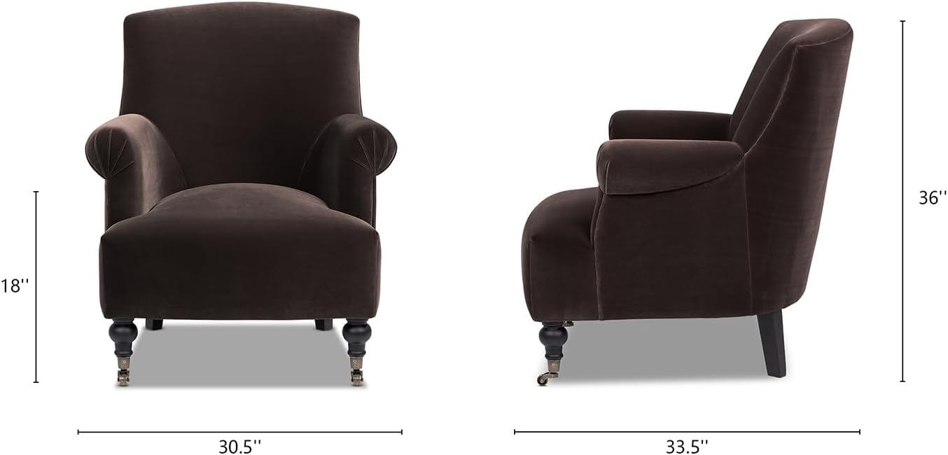 Jennifer Taylor Home Eloise 30' Pleated Sock Arm Accent Armchair, Deep Brown Performance Velvet