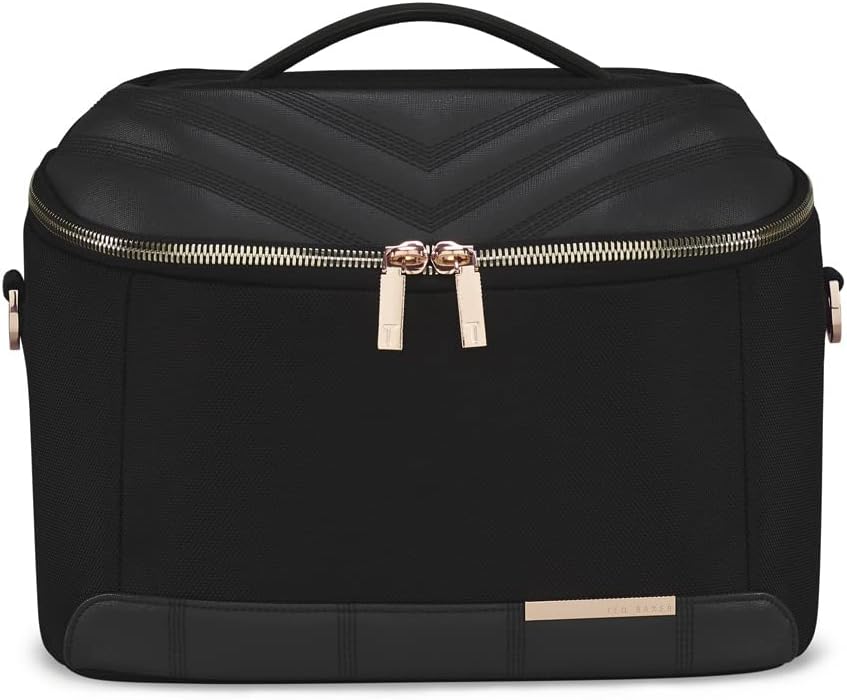 Ted Baker Albany Eco Softside Lightweight Fashion Spinner Luggage Suitcase (Vanity Case, Black)