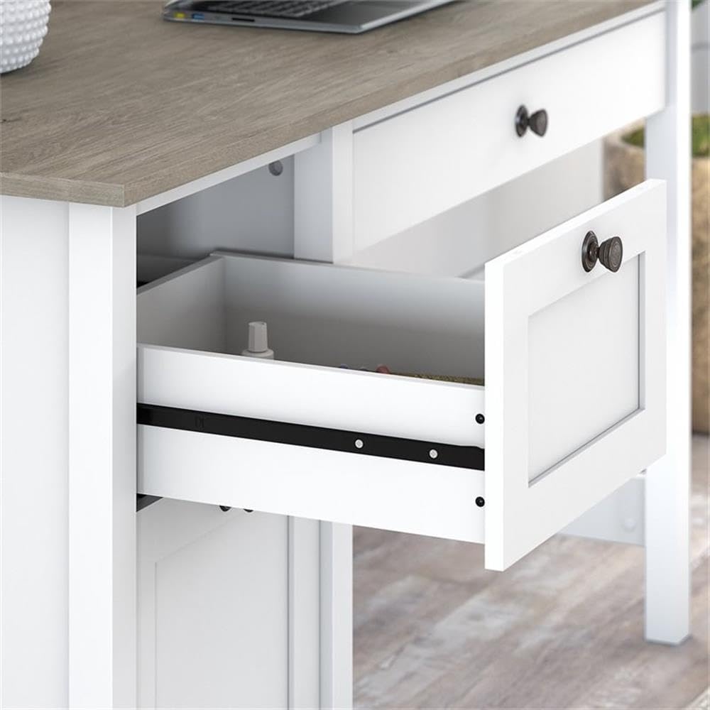 Bush Furniture Mayfield 54W Computer Desk with Drawers in Pure White and Shiplap Gray| Table and Storage for Home Office Workspace