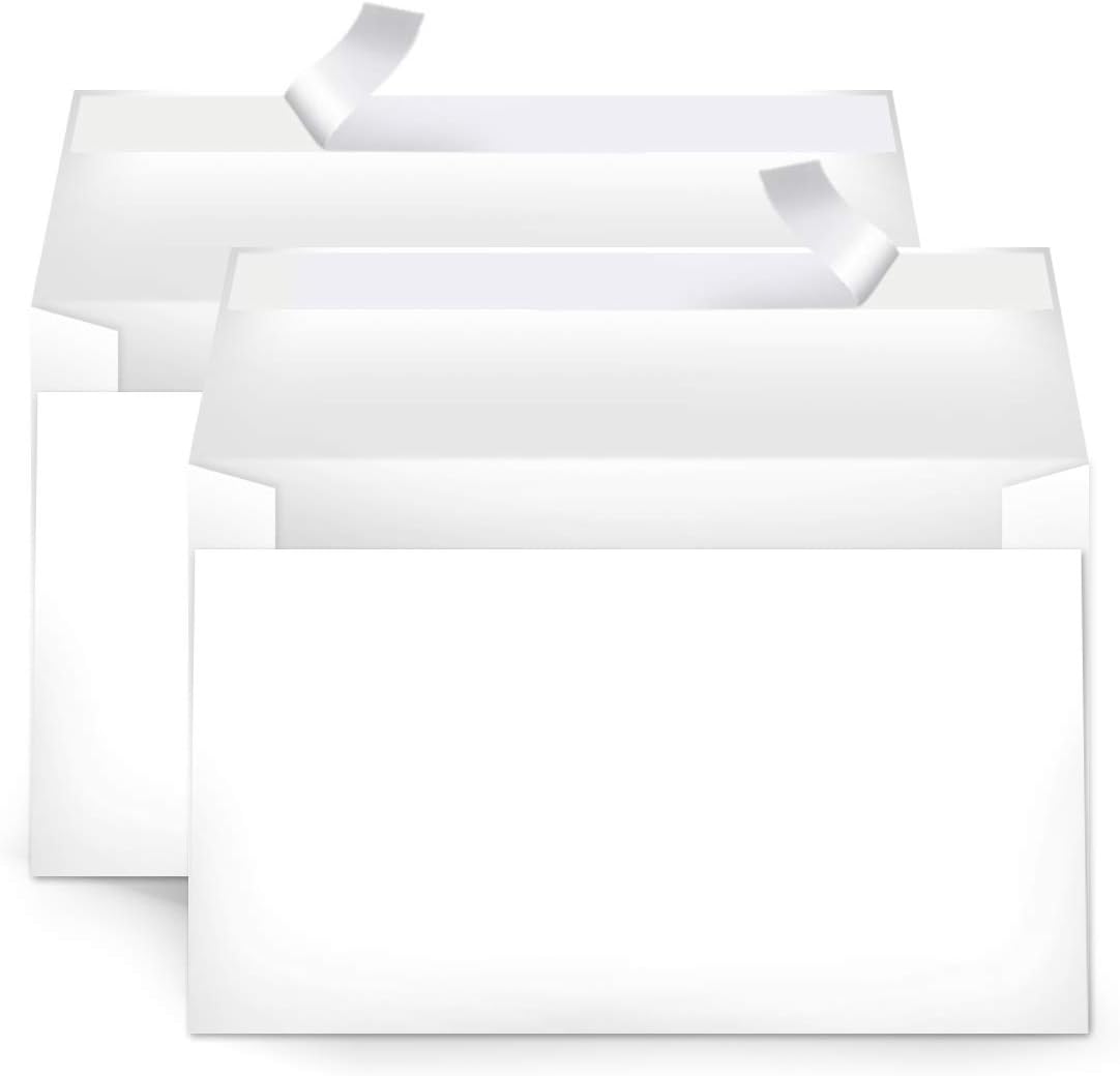Amazon Basics A9 Blank Invitation Mailing Envelopes,Peel & Seal,No Licking,5-3/4 x 8-3/4 Inches,White,(Pack of 1000)