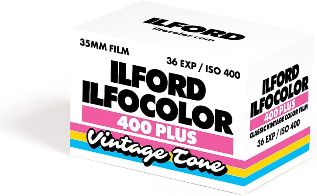 Ilford ILFOCOLOR 400 Plus 35mm Vintage Tone Color Film, ISO 400, 5-Pack with Camera Bag