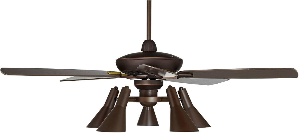 Casa Vieja 52' Journey Retro Indoor Ceiling Fan with Light Kit LED Dimmable Remote Control Oil Rubbed Bronze Adjustable 5-Light for House Bedroom Living Room Home Kitchen Family Dining Office