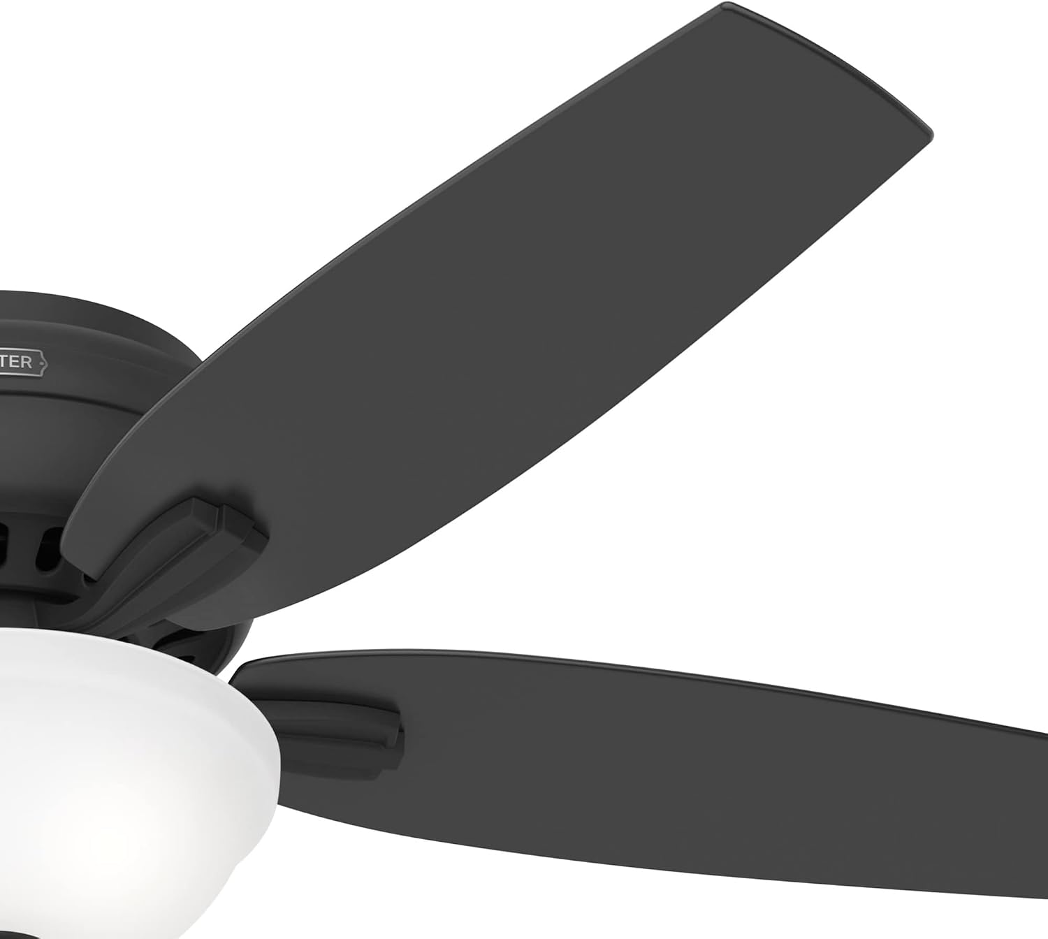 Hunter 52 inch Indoor Ceiling Fan with LED Light - Black Ceiling Fan with Pull Chain, For Bedroom or Living Room, Low Profile Flush Mount, 5 Blades, Includes Bulbs - Newsome 52396, Matte Black