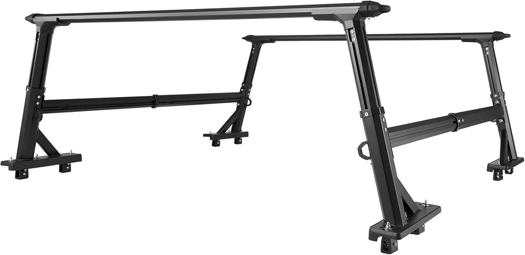 VEVOR Truck Ladder Rack, 21-31.5 in Height, Adjustable Non-Drilling Aluminum Cargo Rack with Sidebar, 800 lbs Static Capacity, Ideal for Canoes, Surfboards, Ladders, Lumber, Tents, and Large Cargo